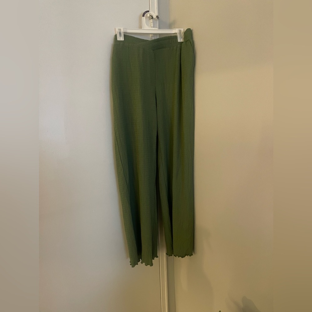 Green Cider loose fit wide leg pants